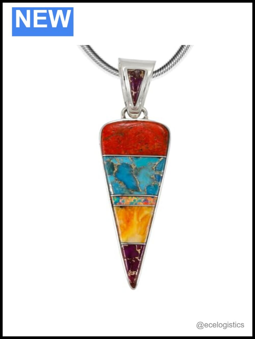 925 Sterling Silver Turquoise Arrowhead Pendant Necklace 20" Chain